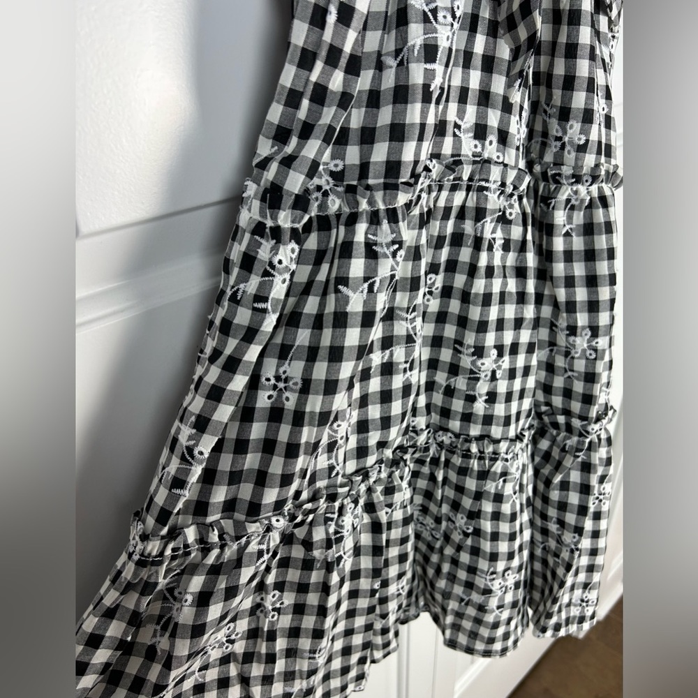 STORIA - Gingham Short Tiered Print Dress - Picture 8 of 15